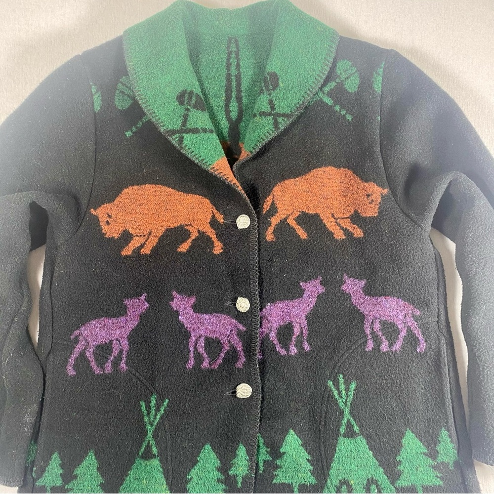 Vintage Wooded River Western Wool Blend Buffalo Totem Jacket M - Picture 3 of 15